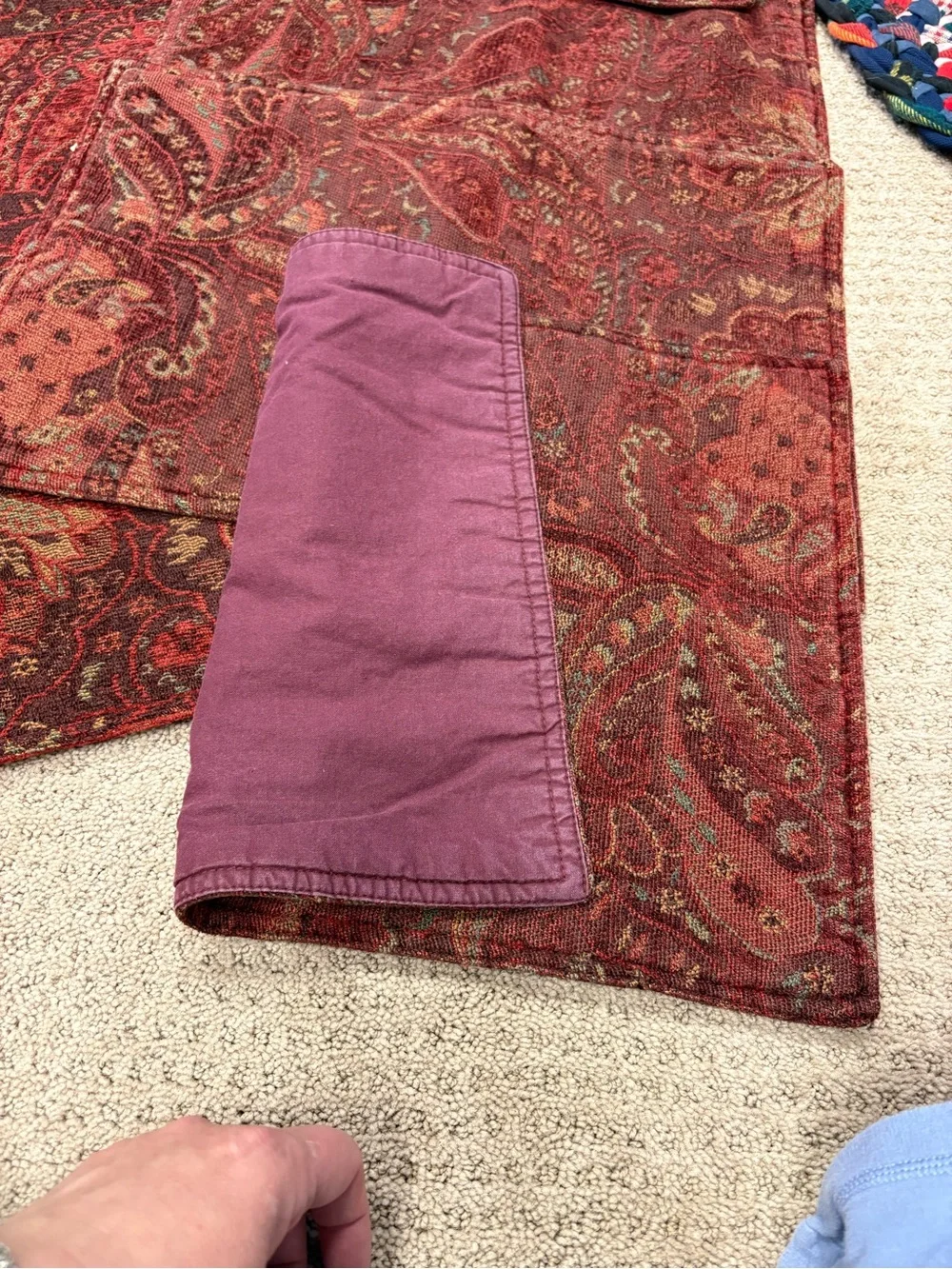 Crate&Barrel Red Paisley Table Runner Set
